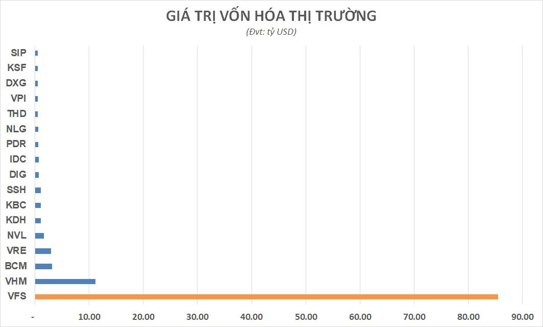 Bât ngờ vốn hóa của VinFast gấp 2,5 lần tổng vốn hóa của 121 doanh nghiệp bất động sản Việt Nam - Ảnh 1.